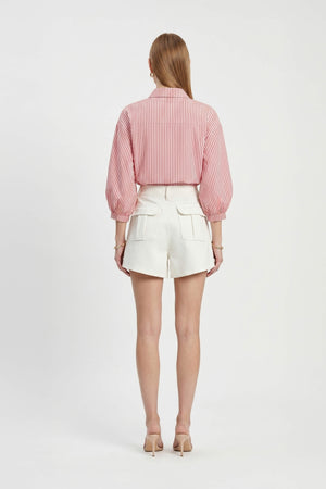 Lucia Puff-Sleeve Button-Down Camisa 752977