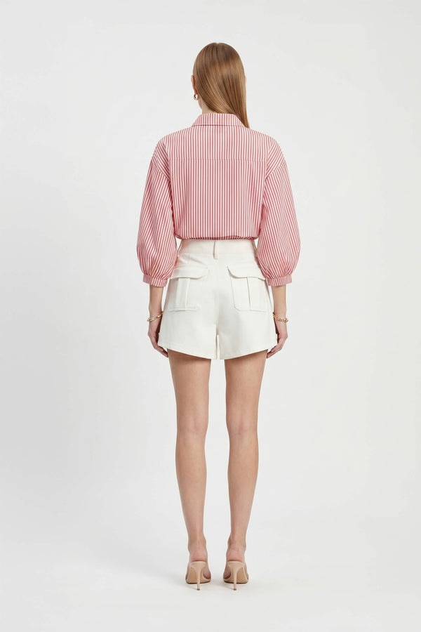 Lucia Puff-Sleeve Button-Down Camisa 752977