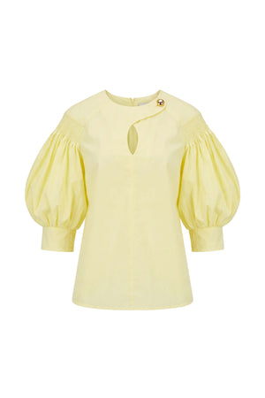 Valeria Puff Sleeve Keyhole Blusa 752981 AMA
