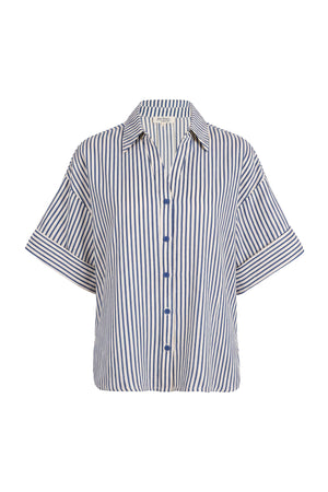 Alexa Striped Short Sleeve Blusa 752982 DEN