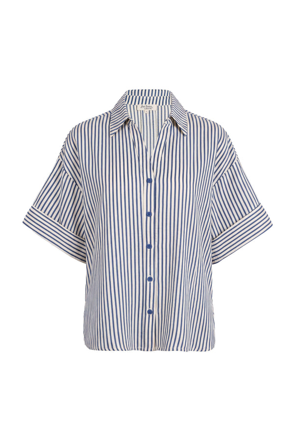 Alexa Striped Short Sleeve Blusa 752982 DEN