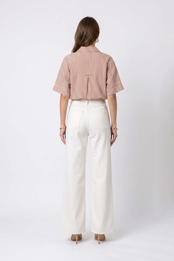 Alexa Striped Short Sleeve Blusa 752982 LAD
