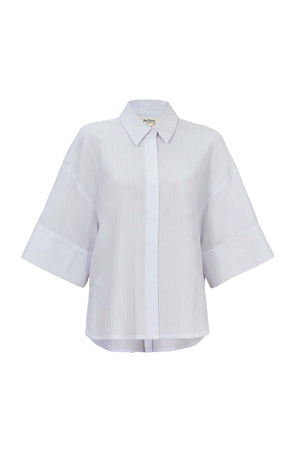 Camila One-Shoulder Smocked-Cuff Blusa 752992