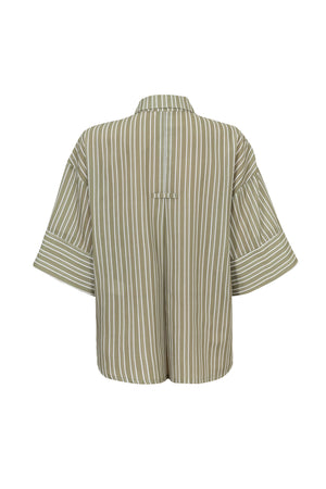 Camila One-Shoulder Smocked-Cuff Blusa 752992