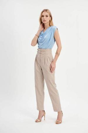 Martina Cowl-Neck Sleeveless Blusa 752993