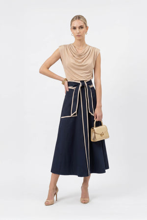 Martina Cowl-Neck Sleeveless Blusa 752993
