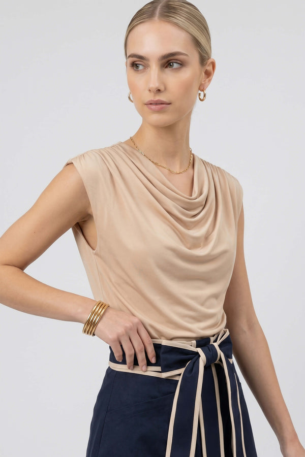 Martina Cowl-Neck Sleeveless Blusa 752993