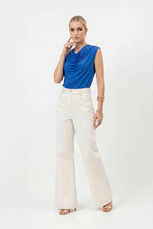 Martina Cowl-Neck Sleeveless Blusa 752993