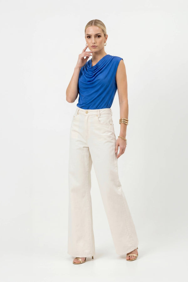 Martina Cowl-Neck Sleeveless Blusa 752993