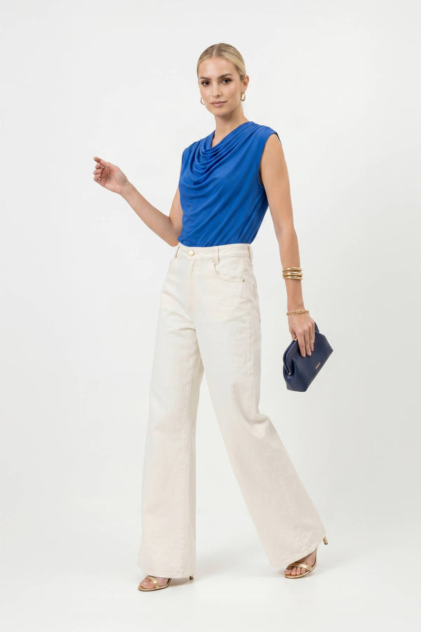 Martina Cowl-Neck Sleeveless Blusa 752993