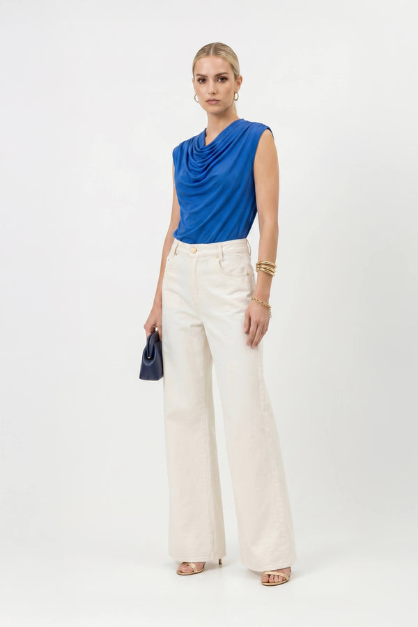 Martina Cowl-Neck Sleeveless Blusa 752993