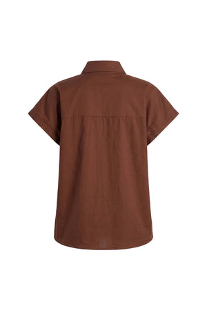 Inés Tie Neck Striped Short Sleeve Camisa 752994 CAF
