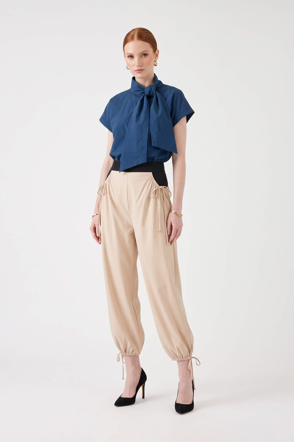 Cassandra Contrast Waistband Drawstring Balloon Pantalón 532182 CRE