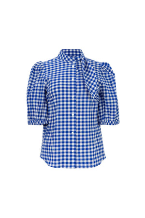 Amira Tie-Neck Puff-Sleeve Blusa 752995