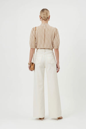 Amira Tie-Neck Puff-Sleeve Blusa 752995
