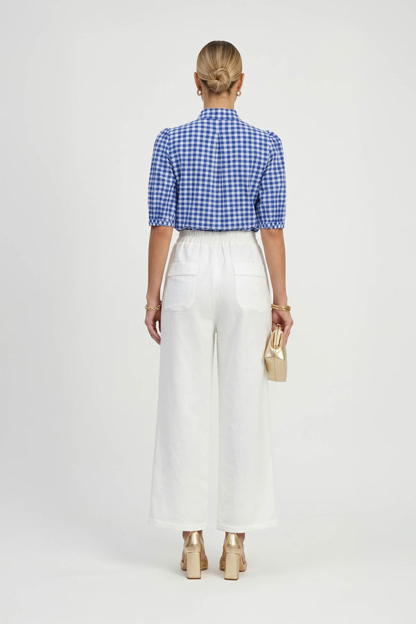 Amira Tie-Neck Puff-Sleeve Blusa 752995