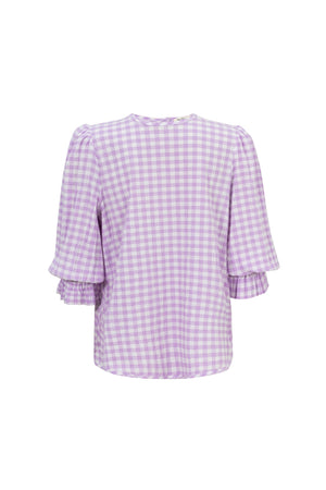 Viviana Wide-Collar Bishop-Sleeve Blusa 752996