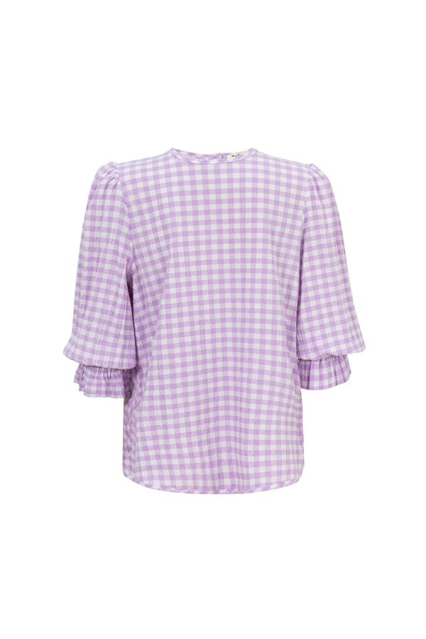 Viviana Wide-Collar Bishop-Sleeve Blusa 752996
