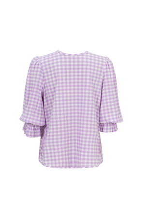 Viviana Wide-Collar Bishop-Sleeve Blusa 752996