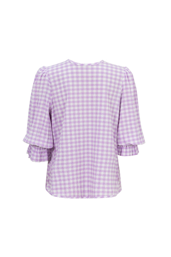Viviana Wide-Collar Bishop-Sleeve Blusa 752996