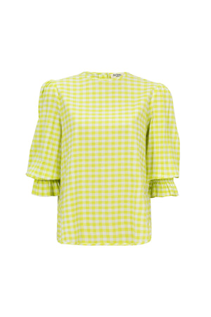 Viviana Wide-Collar Bishop-Sleeve Blusa 752996