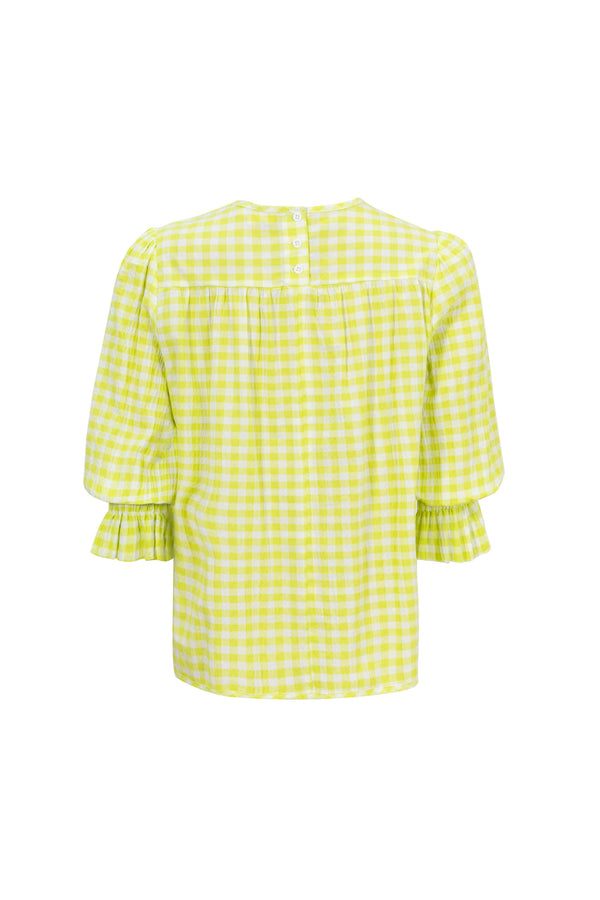 Viviana Wide-Collar Bishop-Sleeve Blusa 752996