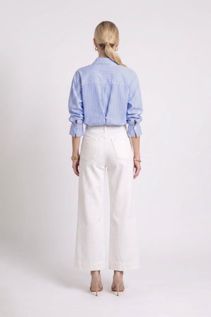 Gala Striped Puff Sleeve Camisa 753011 AZU