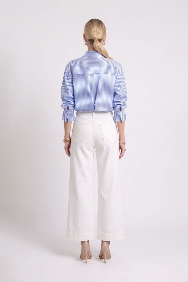 Gala Striped Puff Sleeve Camisa 753011 AZU