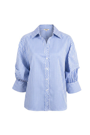 Gala Striped Puff Sleeve Camisa 753011 AZU