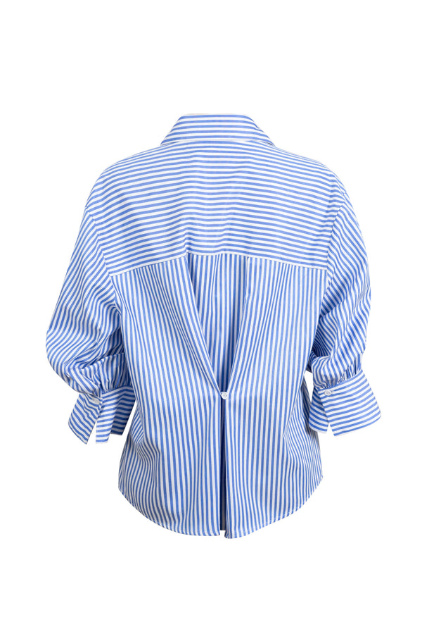 Gala Striped Puff Sleeve Camisa 753011 AZU