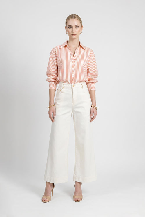 Gala Striped Puff Sleeve Camisa 753011 ROS