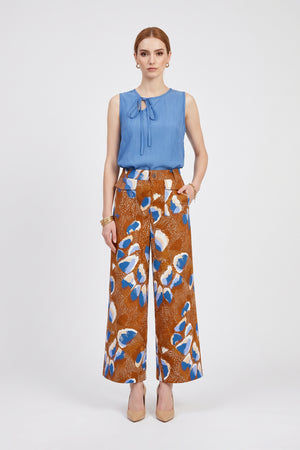 Renata Tie-Neck Keyhole Sleeveless Blusa 753041 AZU