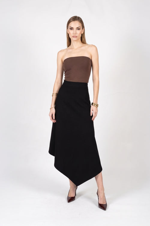 Camila High-Waist Asymmetric Midi Falda 541375 NEG