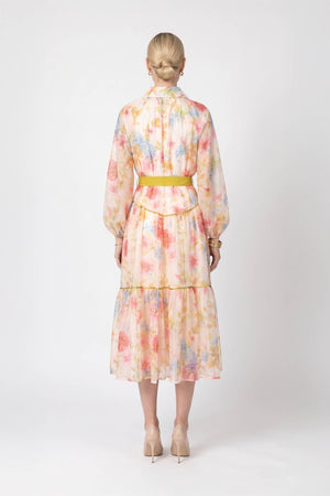 *Lucía Floral Tiered Belted Midi Vestido 820135 EST