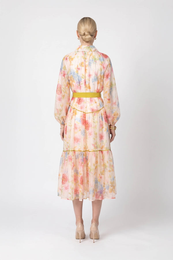 *Lucía Floral Tiered Belted Midi Vestido 820135 EST