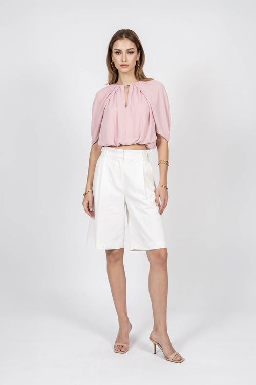 Olimpia High-Waist Pleated Bermudas (Solo Bermuda) 830047 HUE