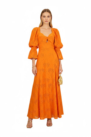 Aaliyah Eyelet Maxi Vestido - Reina Diaz