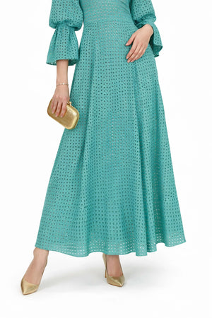 Aaliyah Eyelet Maxi Vestido - Reina Diaz