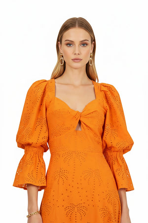 Aaliyah Eyelet Maxi Vestido - Reina Diaz