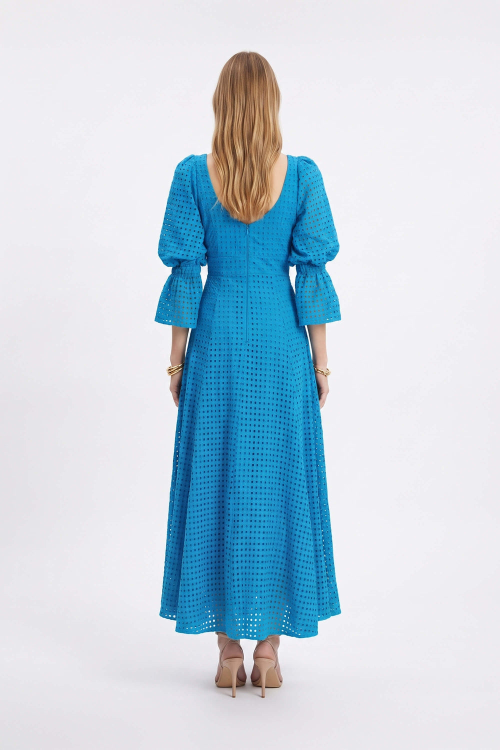 Aaliyah Eyelet Maxi Vestido 723096 AZU - Reina Diaz