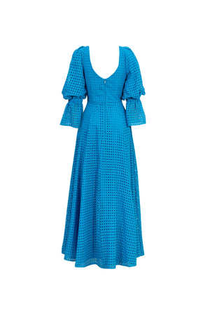 Aaliyah Eyelet Maxi Vestido 723096 AZU - Reina Diaz