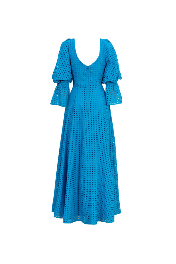 Aaliyah Eyelet Maxi Vestido 723096 AZU - Reina Diaz