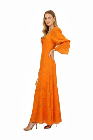 Aaliyah Eyelet Maxi Vestido - Reina Diaz