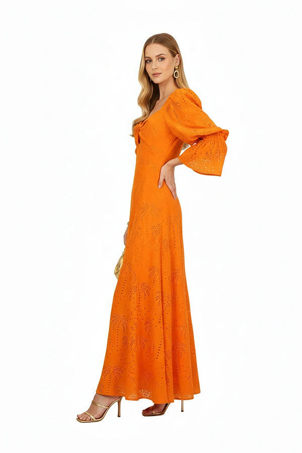 Aaliyah Eyelet Maxi Vestido - Reina Diaz