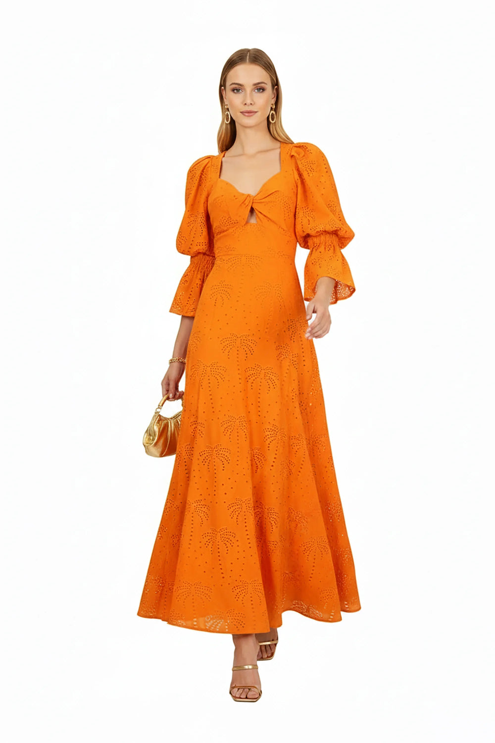 Aaliyah Eyelet Maxi Vestido - Reina Diaz