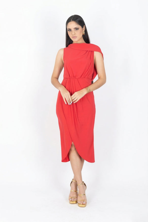 Adaline Asymmetric Midi Vestido - Reina Diaz