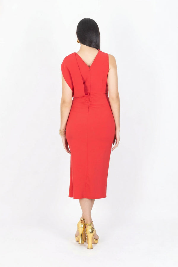 Adaline Asymmetric Midi Vestido - Reina Diaz