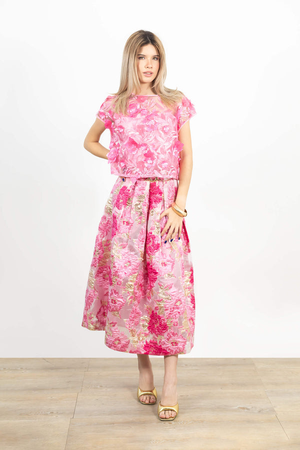 Adalyn Embroidered Tulle Top 554191 NEG/FLO/BEI/BCO - Reina Diaz