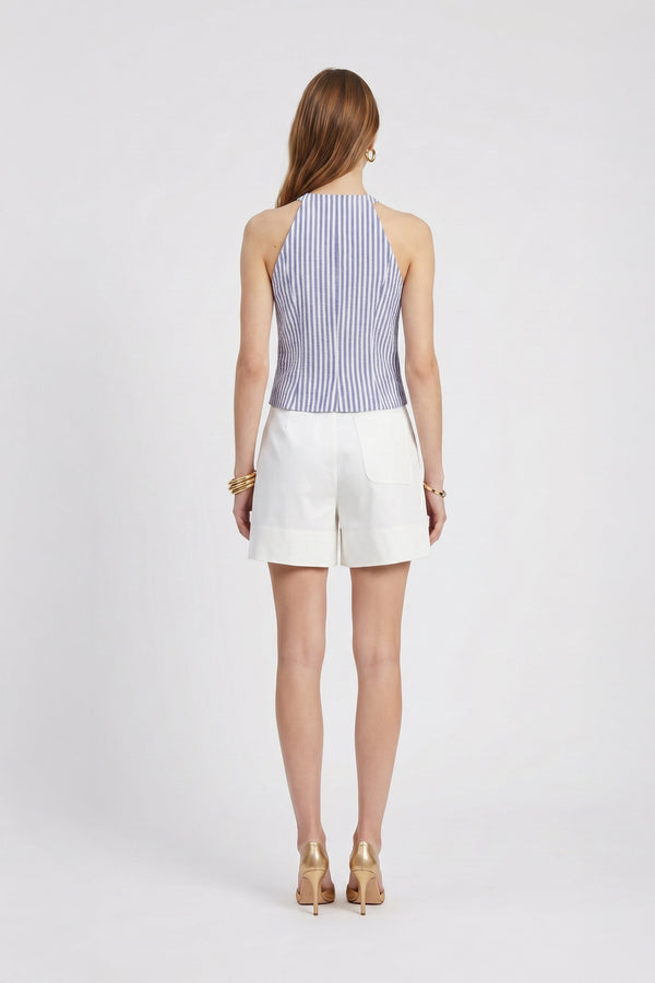 Adela Halter Zipper-Front Blusa 752998 - Reina Diaz