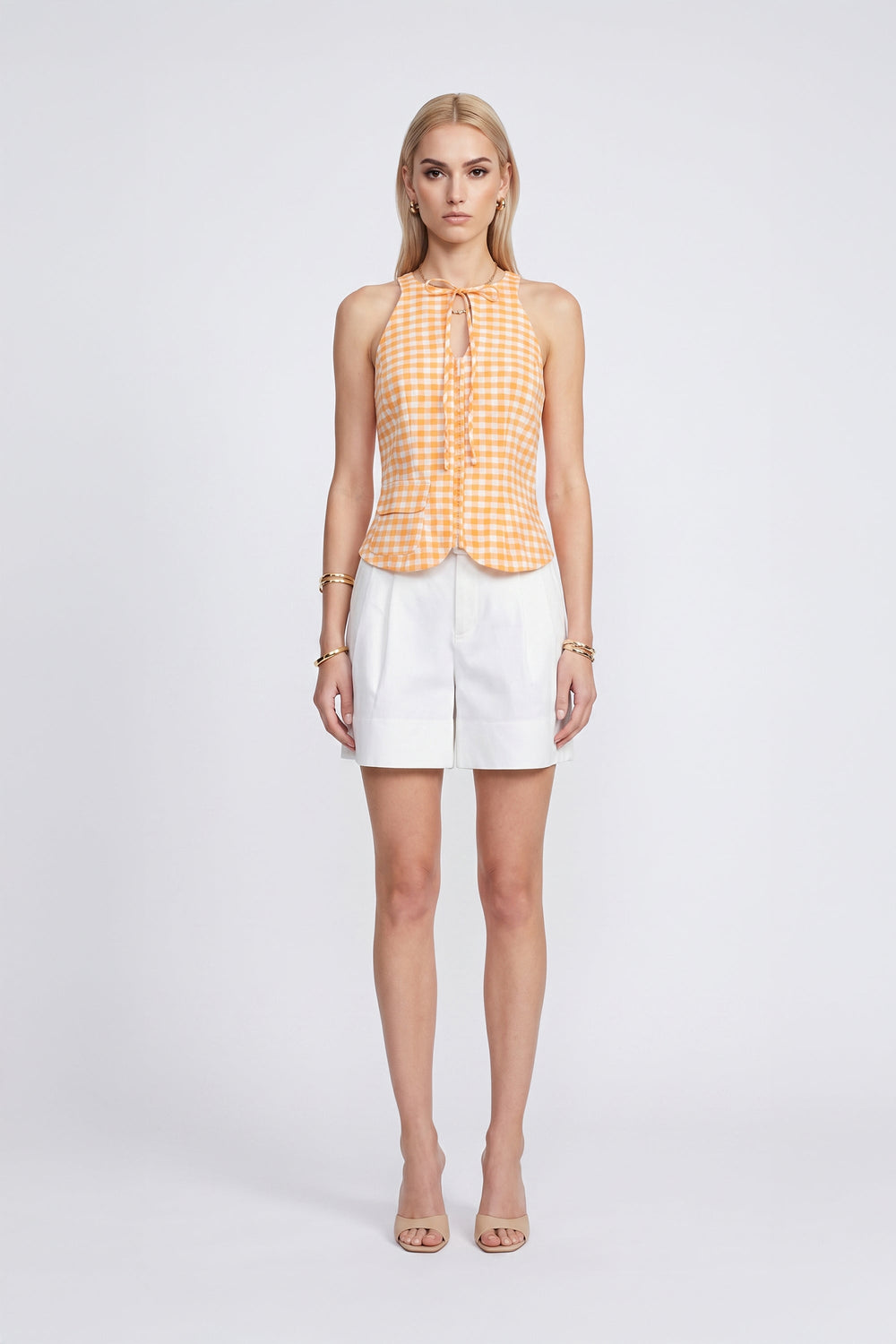 Adela Halter Zipper-Front Blusa 752998 - Reina Diaz